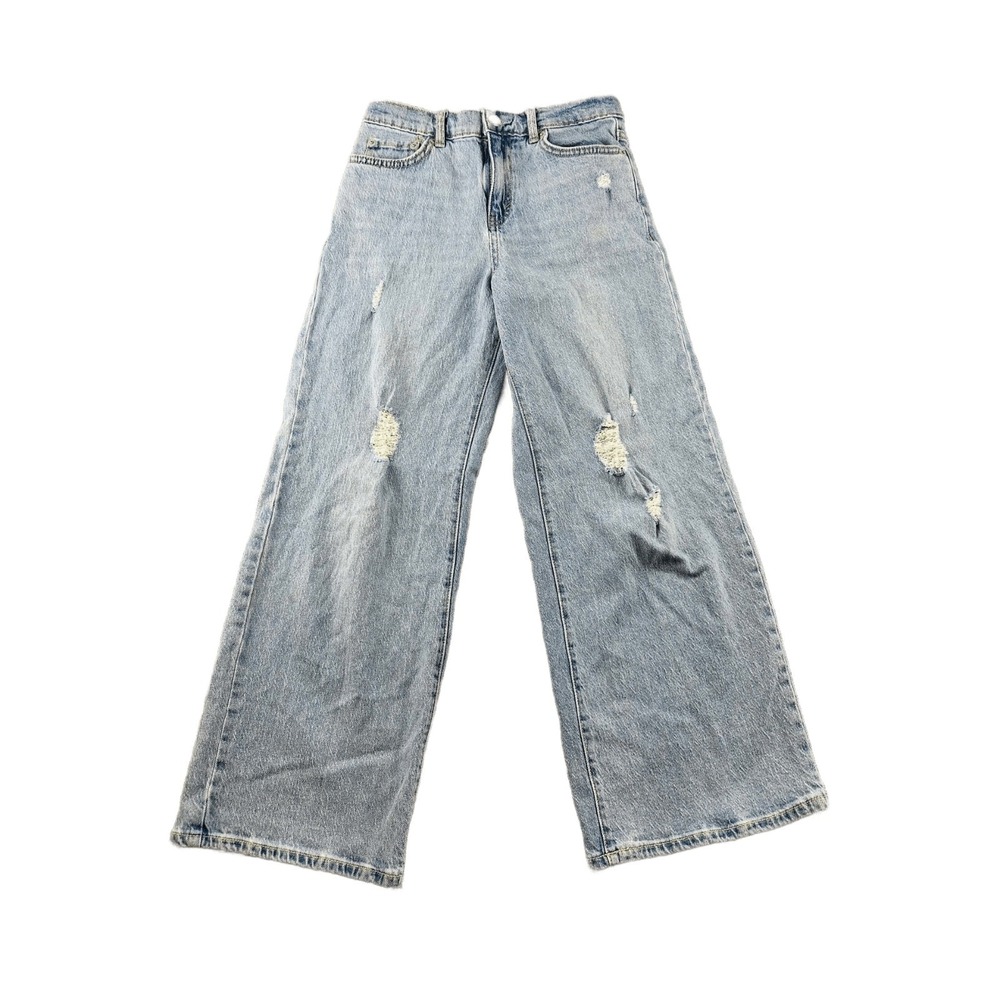 Levis Jeans Womens 10 Blue High Rise Baggy Distressed Cotton Wide Leg Grunge